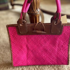 NWT Hot Pink Straw Purse